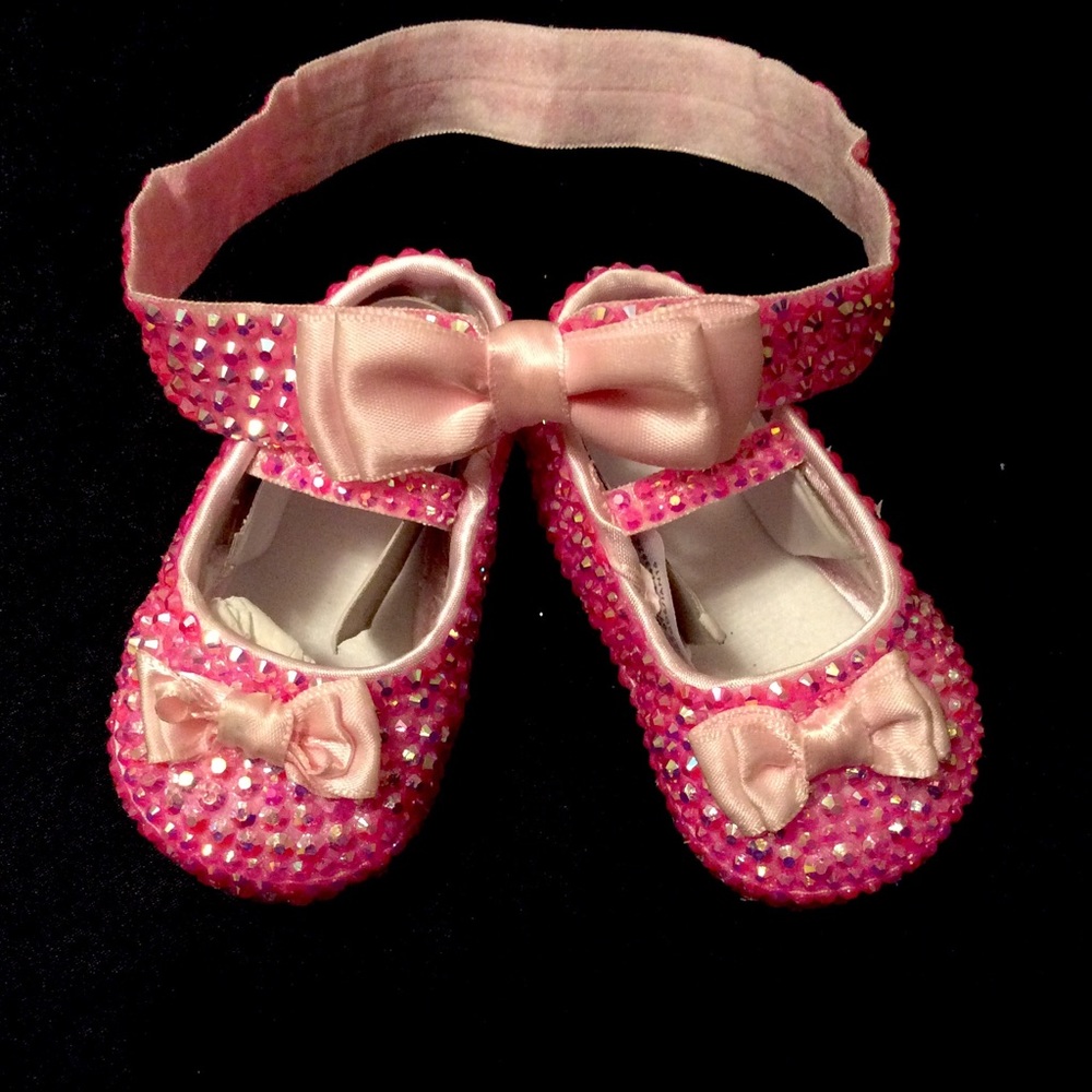 ๐Rhinestone NEWBORN Keepsake shoes๐ - Picture 4 of 6